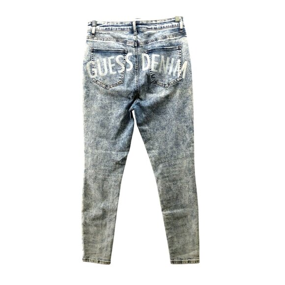 Guess Denim Skinny Jean Womens 30 Acid Wash High Rise Logo Butt Stretch - Picture 1 of 12
